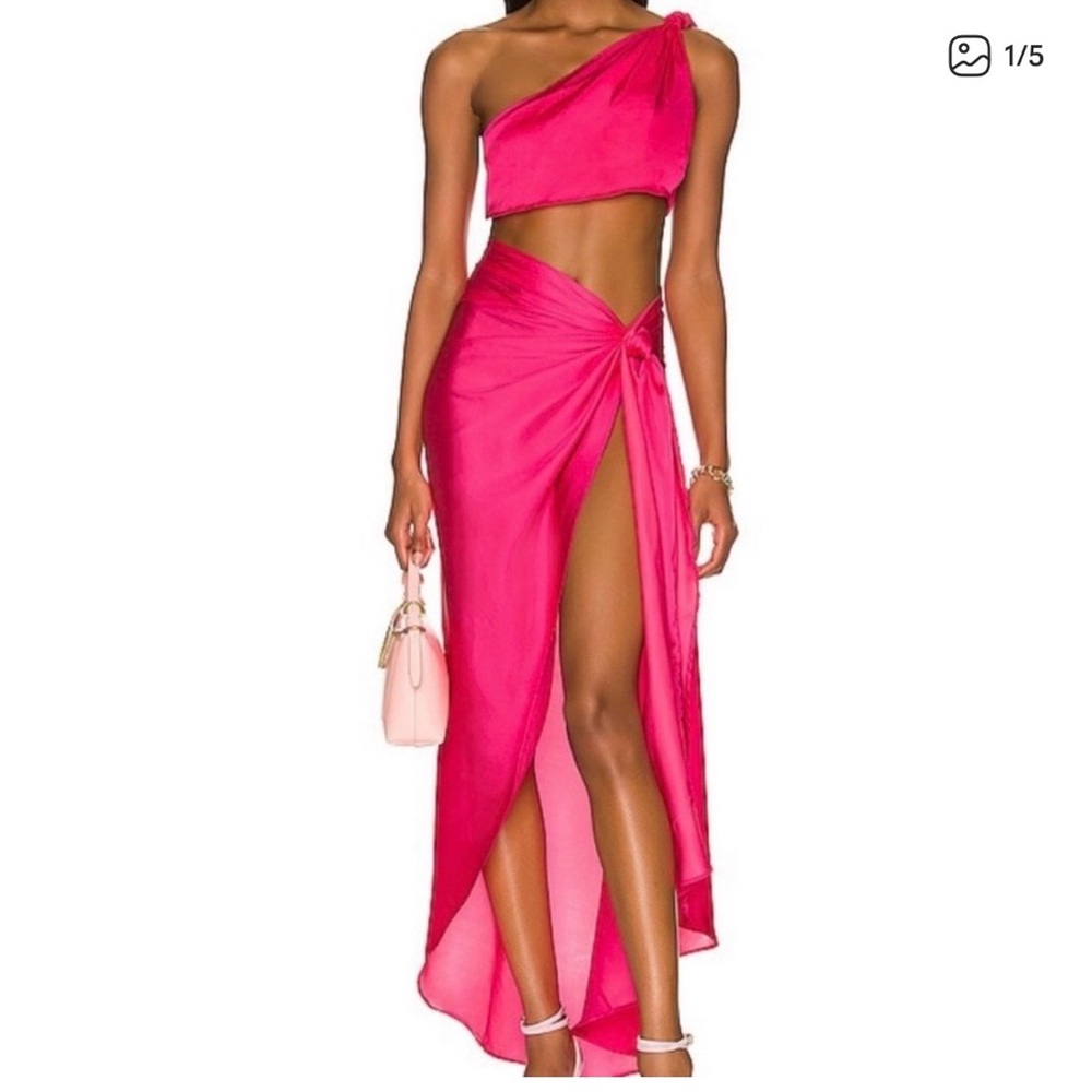 Baobab Collection Pink Marea Set One Shoulder Dress in Pink